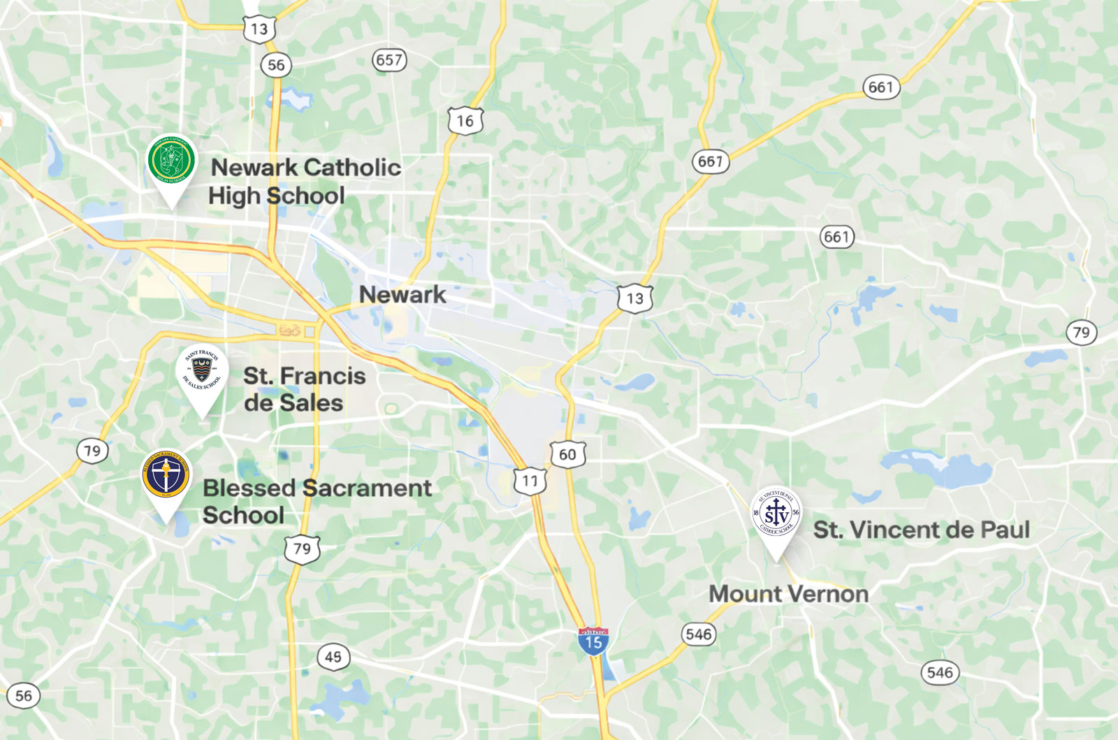 Family Of Schools Location Map